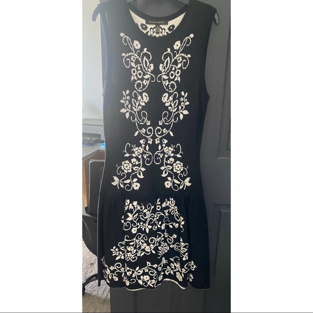 Cynthia Steffe Womens Floral Knit Drop Waist Dress